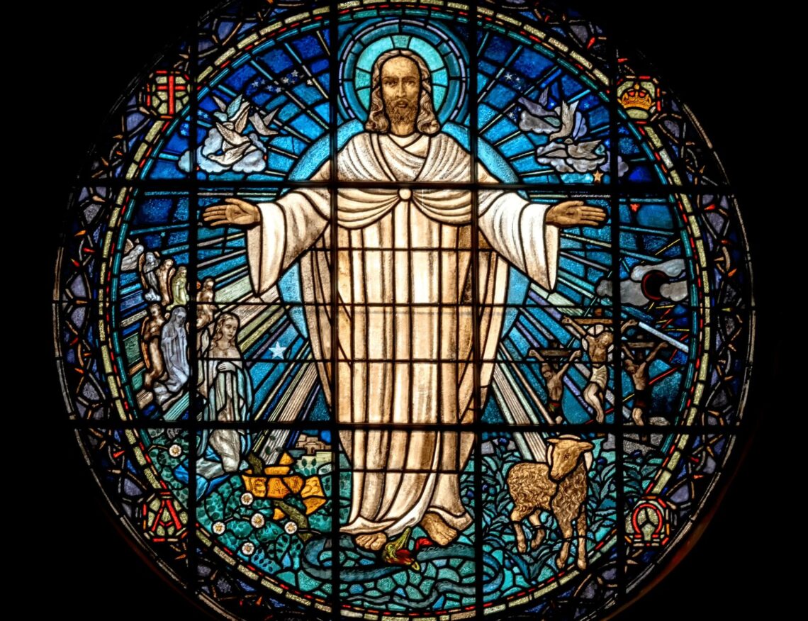 stained glass image of Jesus